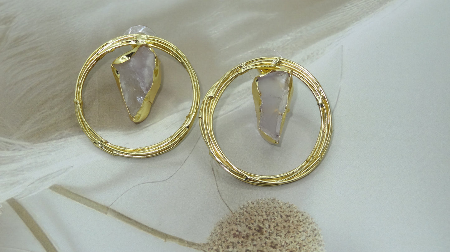 Golden Aura: Raw Amethyst Earrings