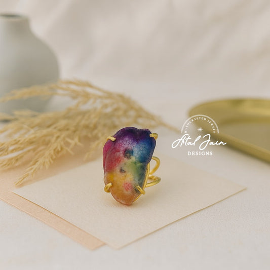 Opulent Rainbow Blossom Ring