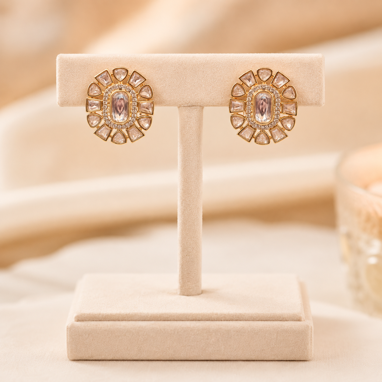 Solara Halo Stud Earrings | Moissanite Rose Gold Statement Studs for Women