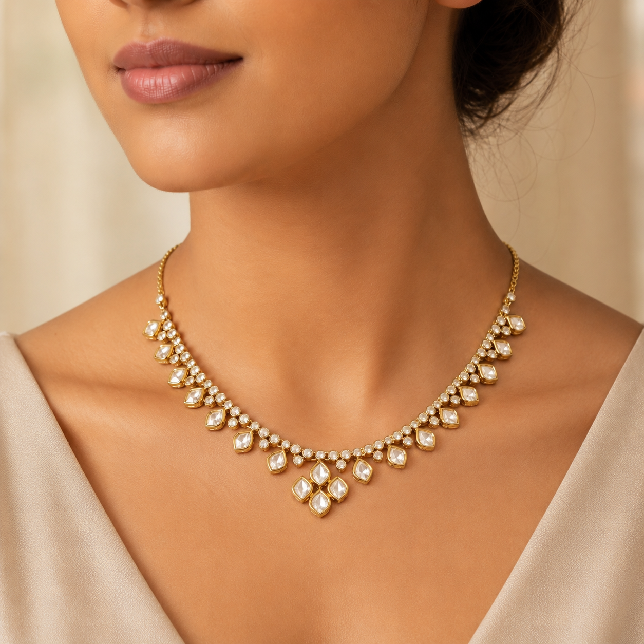 Vihana Glow Set | Moissanite Necklace & Earrings Set for Women | Gold Finish Jewelry