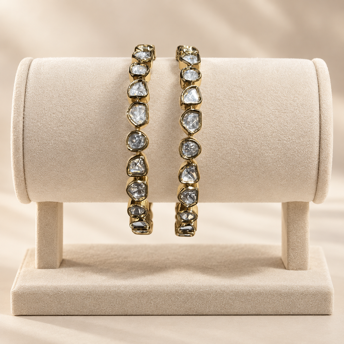 Virelle Moissanite Polki Bangle | 22K Gold Plated Statement Bangle