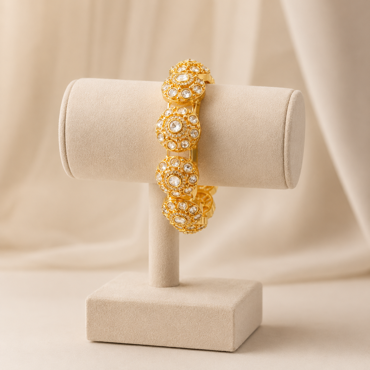 Sunburst Royale Polki Bangles for Women | Gold-Plated Designer Bridal Polki Bangles