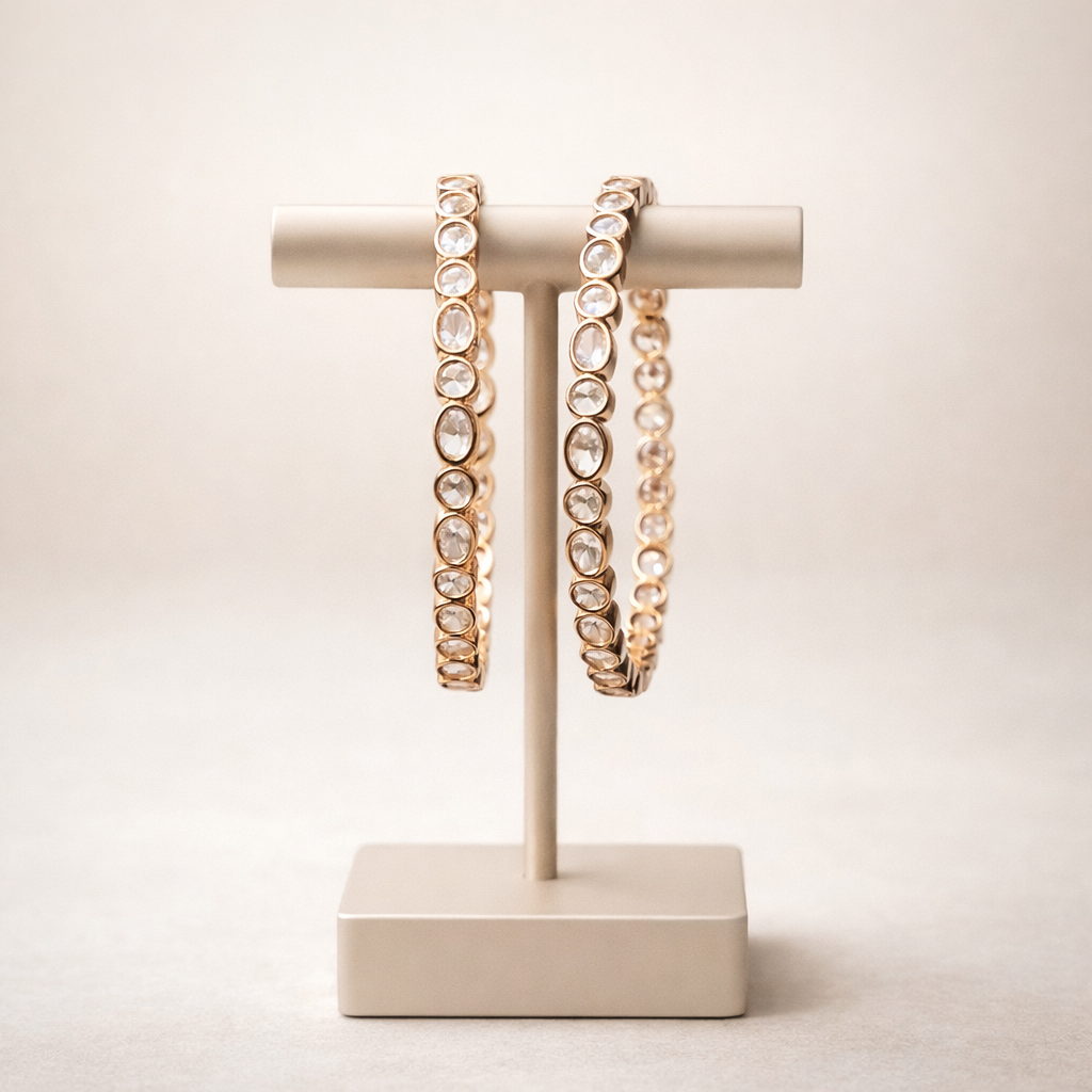 Sitara Classic Polki Bangles | Elegant Gold Polki Bangle Pair