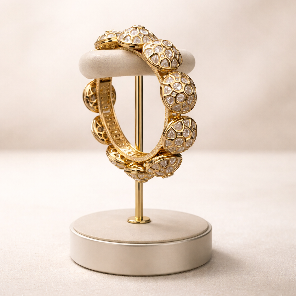 Rajsi Dome Polki Bracelet | Luxury Polki Statement Bracelet for Women