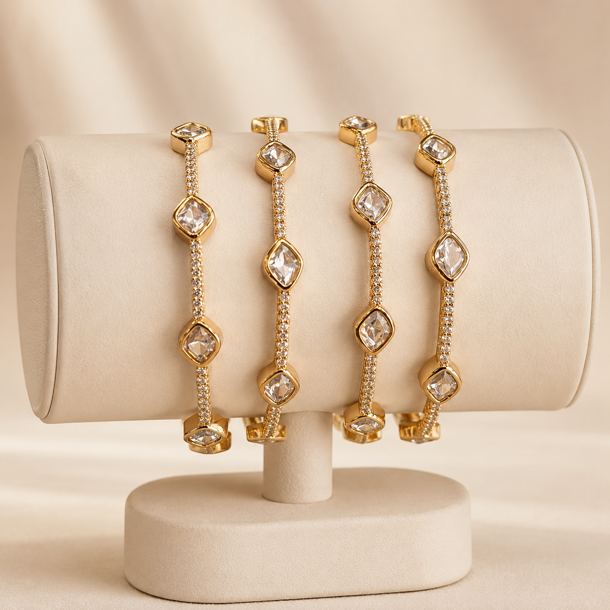 Viora Moissanite Polki Bangles | Luxury Gold Finish Bangles | Atal Jain Designs  SEO Meta Description