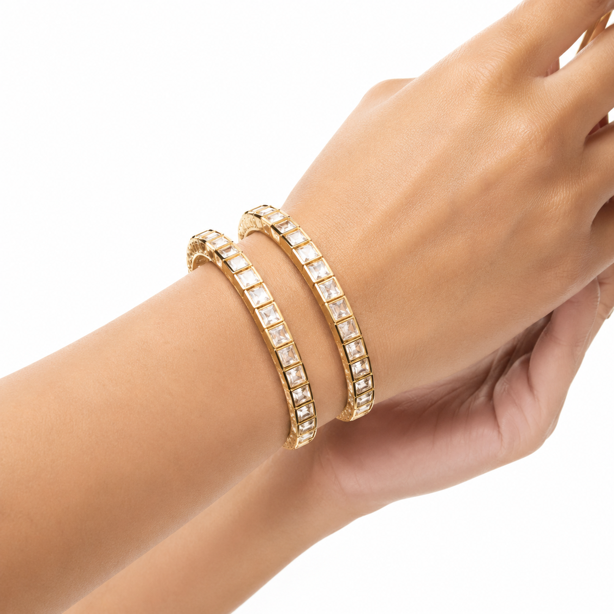 Elite Square Polki Bangles for Women | Gold-Plated Polki Wedding & Party Wear Bangles