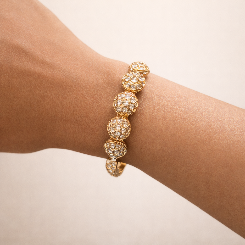 Rajsi Dome Polki Bracelet | Luxury Polki Statement Bracelet for Women