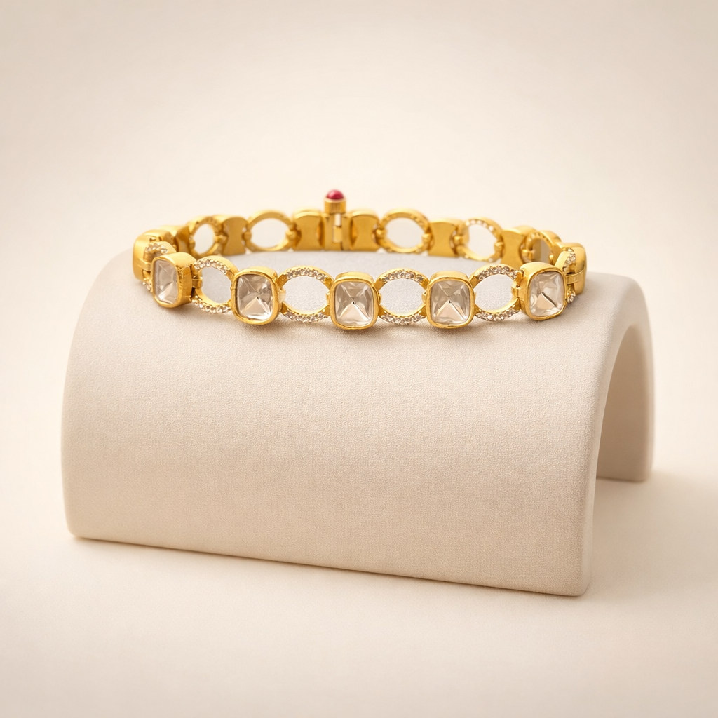 Elysian Polki Bracelet – Luxury Gold Finish Polki Link Bracelet