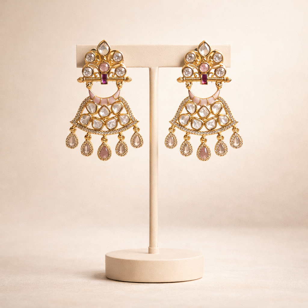 Jahanara Polki Chandbali Earrings | Royal Bridal & Festive Statement Jewelry