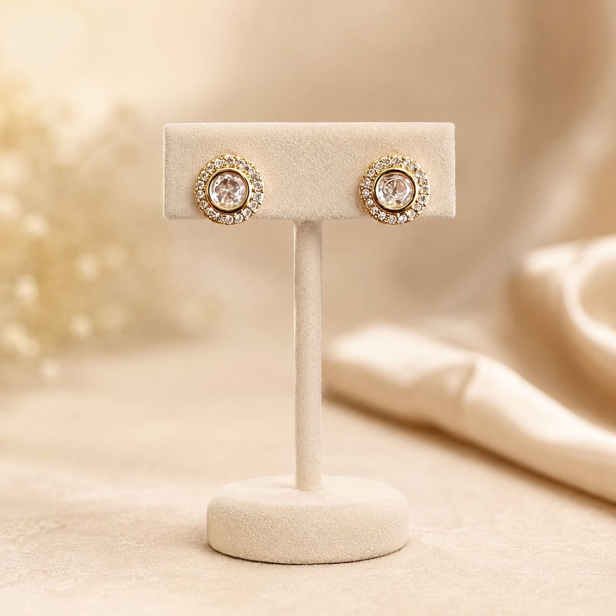 Viora Stud Earrings | Moissanite Polki Everyday Luxury Studs for Women | Atal Jain Designs
