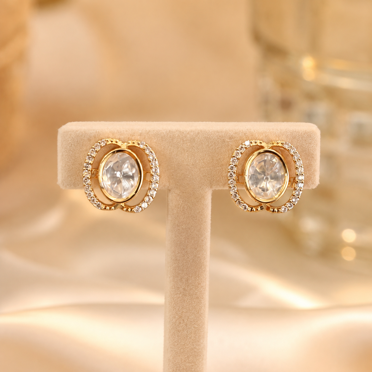 Vihana Everyday Studs | Moissanite Polki Minimal Earrings for Women | Atal Jain Designs