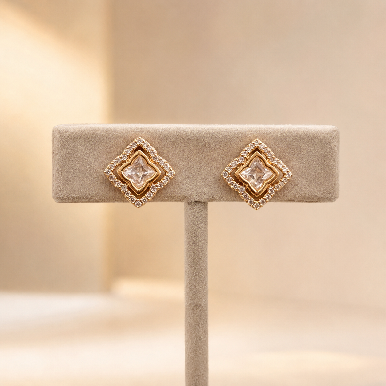Zivara Luxe Polki Stud Earrings | Minimal Moissanite Polki Studs for Women | Atal Jain Designs