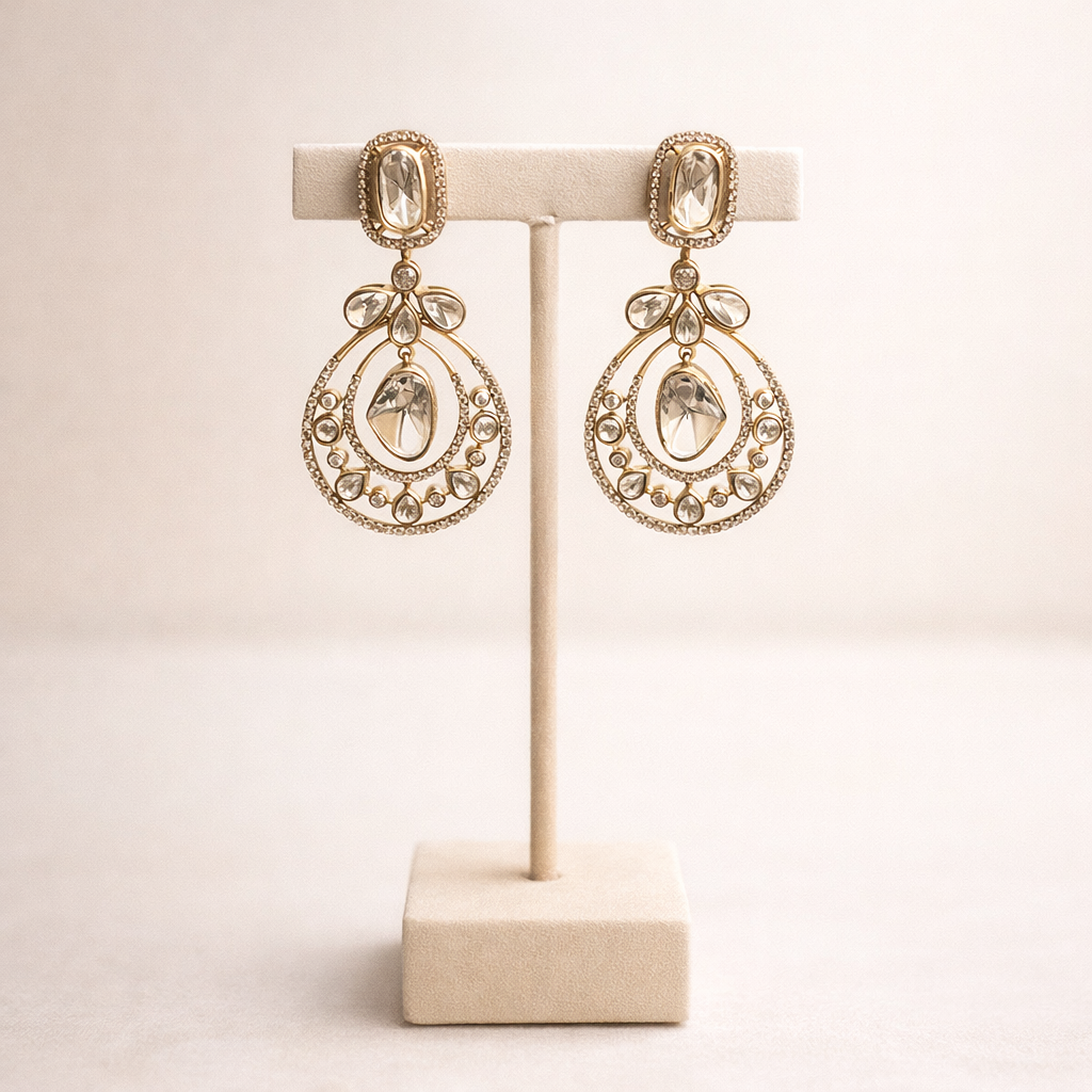 Iraaya Polki Drop Earrings – Gold Polki Statement Drop Earrings