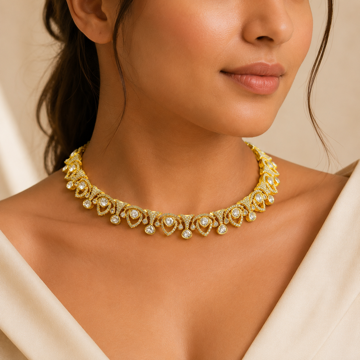 Virelza Heritage Necklace Set – Luxury Polki Necklace & Earrings for Weddings and Festive Wear | Atal Jain Designs