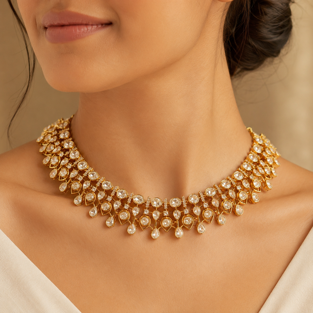 Rajvallari Heritage Choker Set – Royal Polki Choker Necklace & Earrings for Bridal Wear | Atal Jain Designs