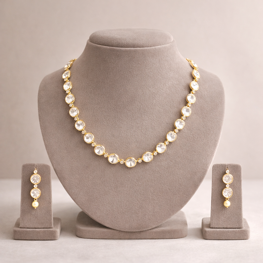 Minimal Polki Necklace – Elegant Uncut Polki Gold Necklace