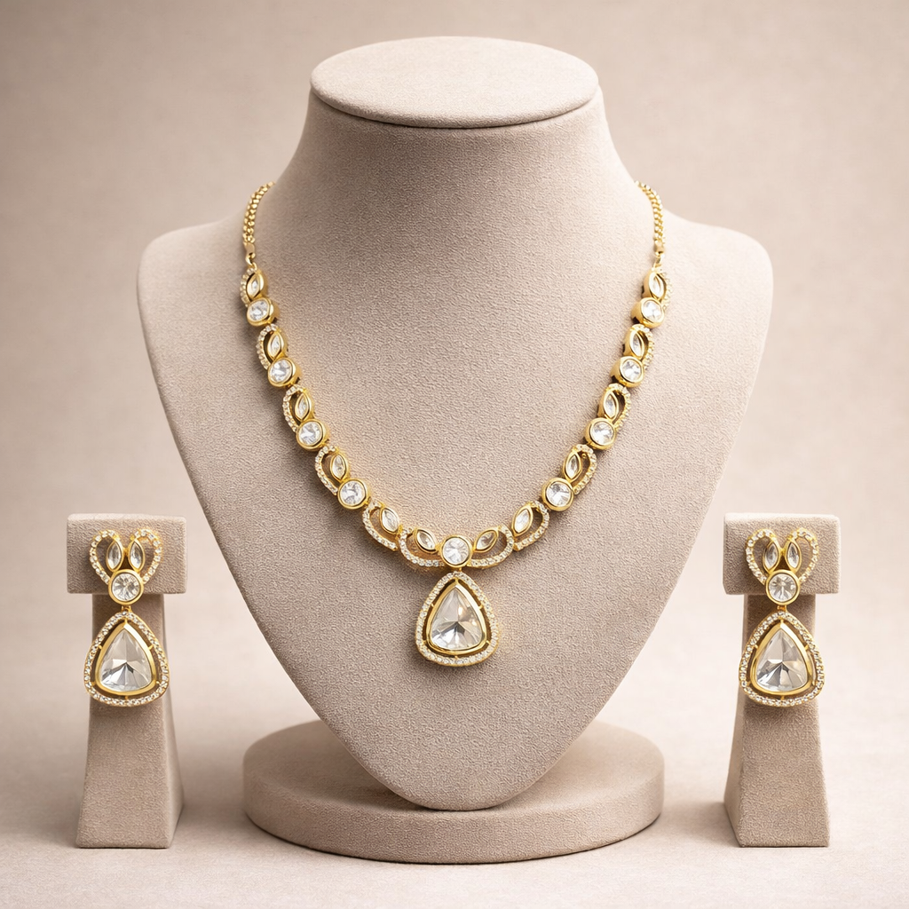 Celeste Polki Teardrop Necklace