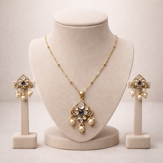 Neelkamal Polki Pearl Drop Pendant Set | Royal Polki Jewelry