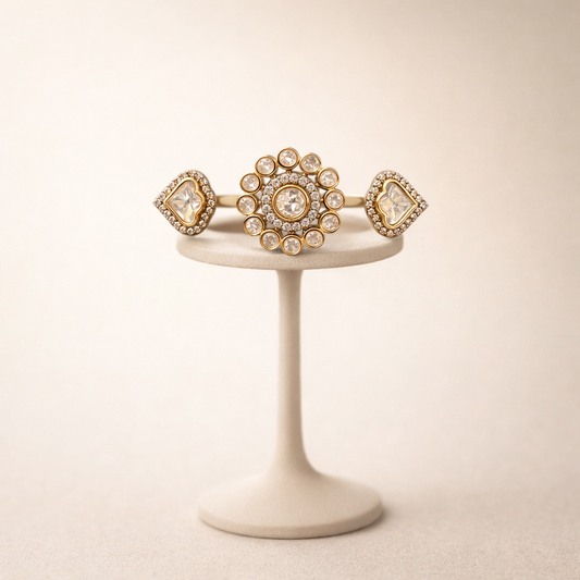 Floral Polki Statement Ring | Uncut Polki Cocktail Ring | Designer Indian Polki Ring