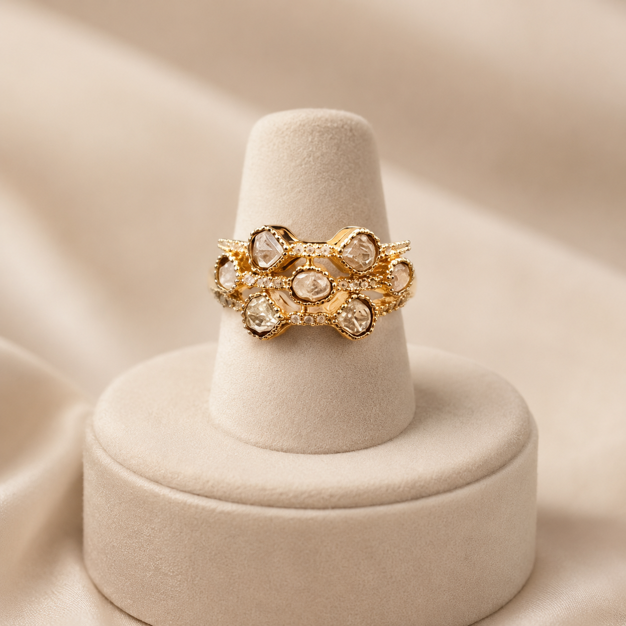 Celestial Polki Stackable Gold Ring Set | Luxury Women's Jew