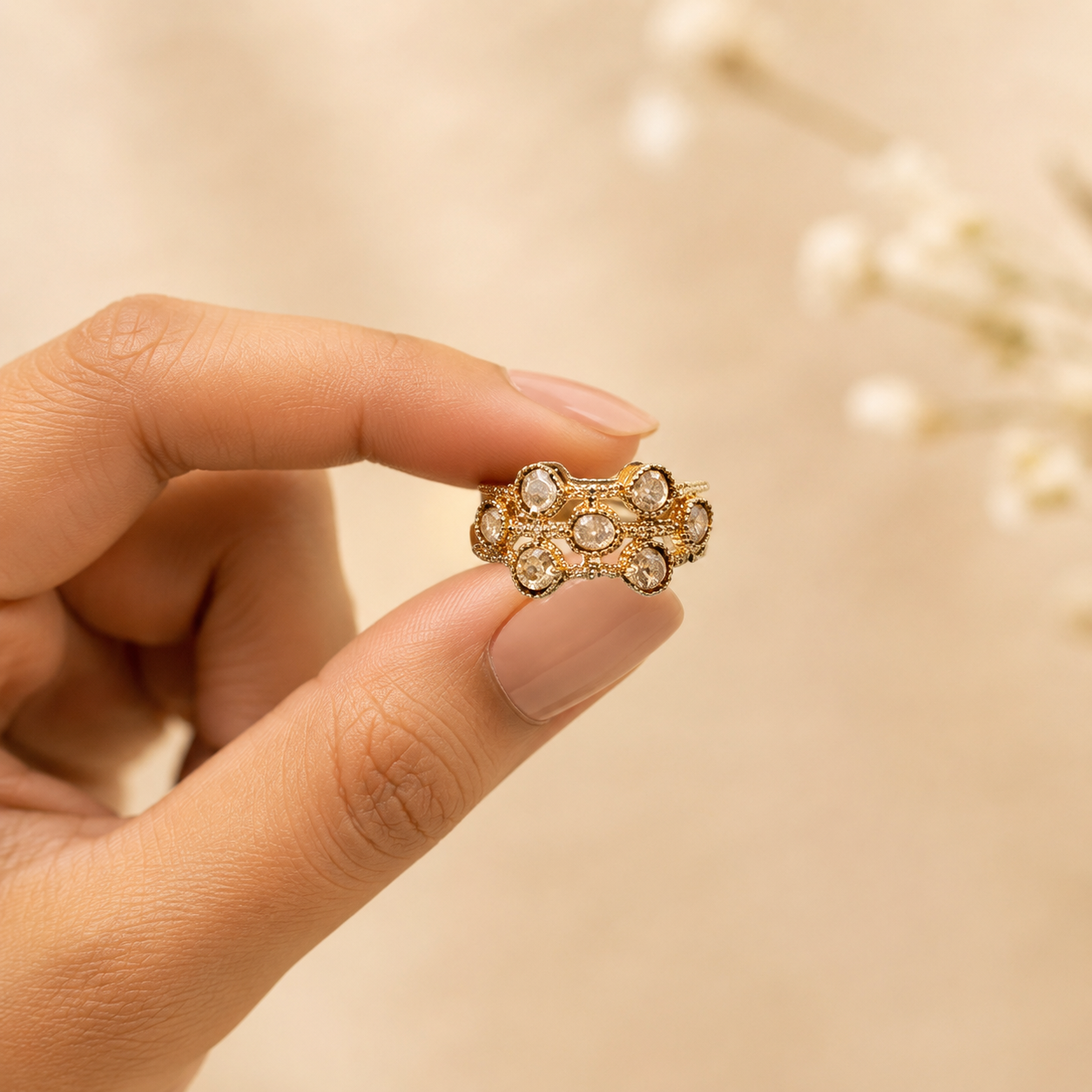 Celestial Polki Stackable Gold Ring Set | Luxury Women's Jew