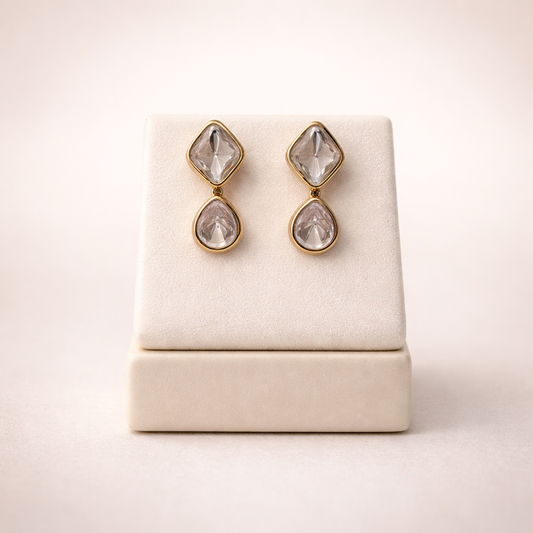 Twin Polki Drop Earrings | Elegant Gold Polki Drop Studs for Women