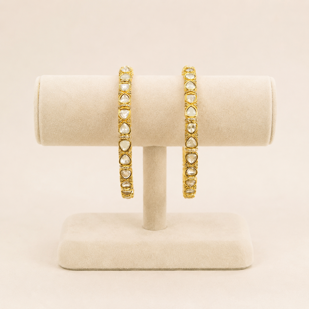 Golden Grace Polki Bangles for Women | Elegant Gold-Plated Bridal & Festive Bangles
