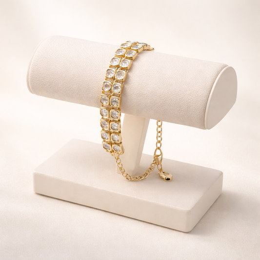 Celeste Polki Tennis Bracelet – Elegant Gold Finish Polki Bracelet