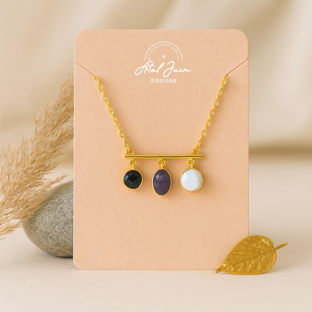 Golden Essence with Stone Trio Pendant