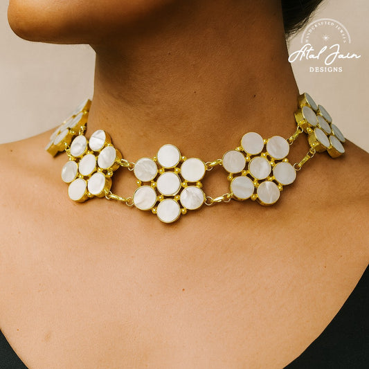 Timeless Serenity: MOP Necklace and Earring Set