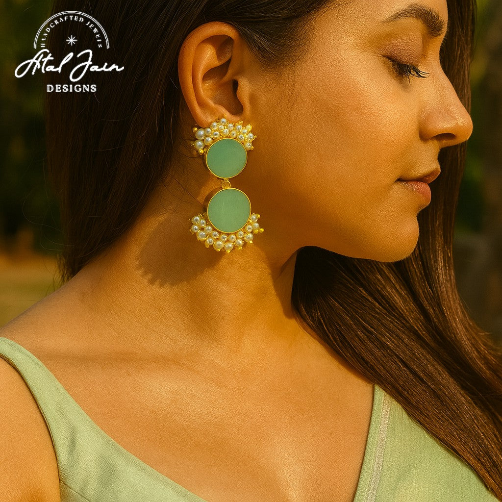 Timeless Grace: Stone and Pearl Earrings