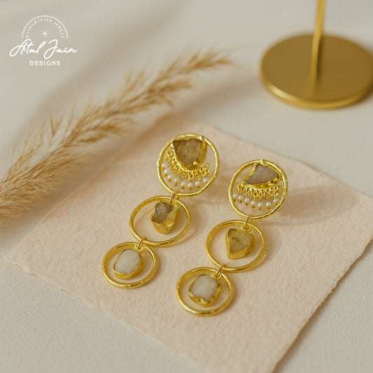 Majestic Pearl & Stone Earrings